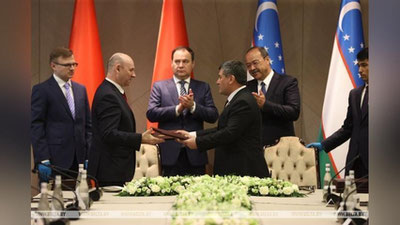 Изрображение 'Узбекистан и Беларусь подписали ряд соглашений по итогам переговоров правительственных делегаций'