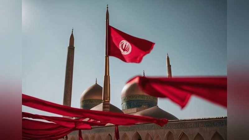 'Eronda teraktdan so`ng masjid gumbaziga qizil bayroq ko`tarildi'ning rasmi