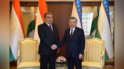 'Shavkat Mirziyoev Emomali Rahmon bilan uchrashuv o`tkazdi'ning rasmi