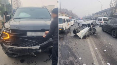 'Farg`onada qarama-qarshi yo`lga chiqib harakatlangan 20 yoshli Tahoe haydovchisi YTH sodir etdi (video)'ning rasmi