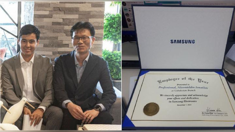 'Ўзбекистонлик ёш мутахассис “Samsung Electronics” компанияси жорий этган “Йилнинг энг яхши ходими” халқаро мукофотига сазовор бўлди. Компаниянинг дунё бўйлаб 250 мингдан ортиқ ходими бор'ning rasmi