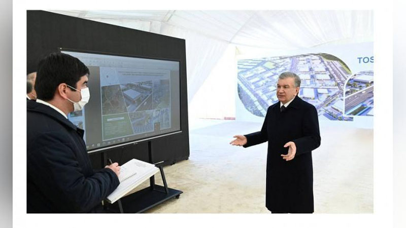 Изрображение 'Президент посетил место строительства нового технопарка "Янгихаёт" в Ташкенте'