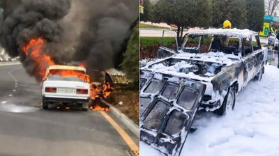 Изрображение 'В Ташкенте сгорел автомобиль ВАЗ-2107'