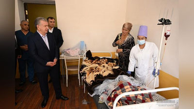 Изрображение 'Президент незапланированно посетил центральную поликлинику в Каршинском районе'