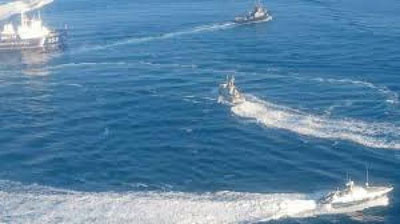 'Ukraina harbiy-dengiz kuchlarining 3 ta kemasi Rossiya chegaralarini kesib o`tdi 'ning rasmi