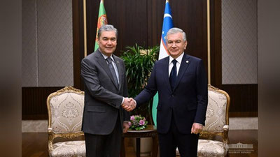 Изрображение 'Шавкат Мирзиёев и Гурбангулы Бердымухамедов обсудили создание приграничной торговой зоны'