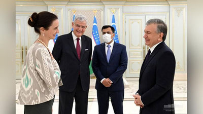 'Prezident BMT Bosh Assambleyasining 75-sessiyasi Raisini qabul qildi'ning rasmi