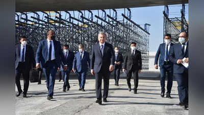 Изрображение 'Президент ознакомился со строительством туристического центра в Самаркандском районе'