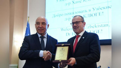 'JSSTning Evropa mintaqaviy byurosi direktori Xans Klyuge O`zbekiston respublikasi Sog`liqni saqlash a`lochisi bo`ldi'ning rasmi