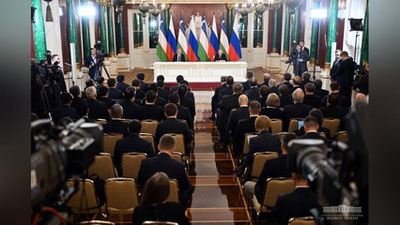 Изрображение 'Главы Узбекистана и России отметили прогресс по всем направлениям сотрудничества'