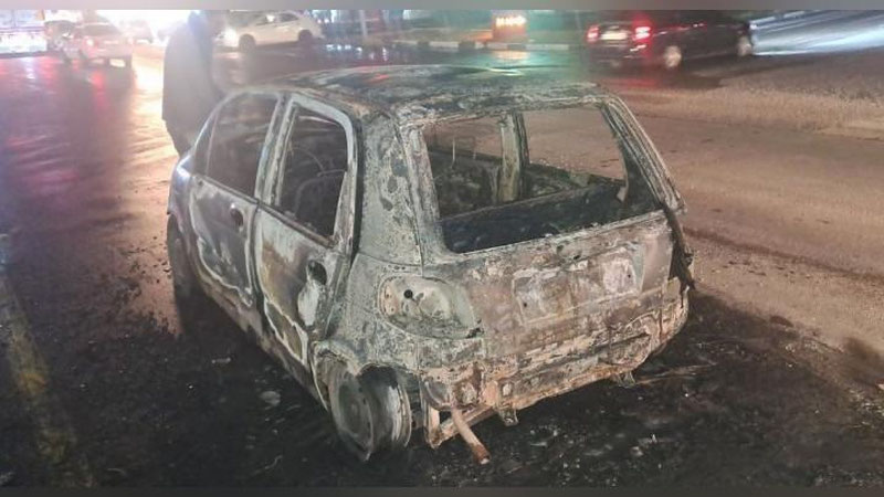Изрображение 'В Юнусабадском районе полностью сгорел Matiz (видео)'