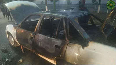 'Andijonda harakatlanib ketayotgan  “Neksiya” yonib ketdi'ning rasmi