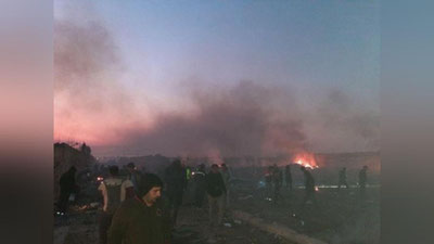 Изрображение 'Опубликованы кадры первых минут после крушения Boeing 737 в Иране (фото, видео)'