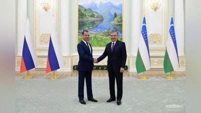 Изрображение 'Шавкат Мирзиёев принял премьер-министра РФ Дмитрия Медведева'