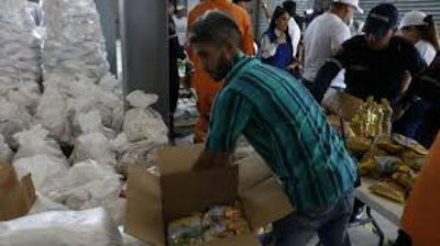 'Venesuela uchun AQShning gumanitar yordami Kolumbiyaning Kukuta shahridagi omborga joylashtirildi 'ning rasmi