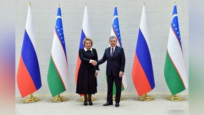 Изрображение 'Шавкат Мирзиёев поздравил Валентину Матвиенко с днем рождения'