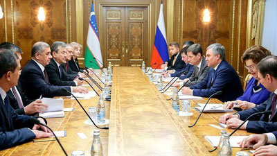 'O`zbekiston va Rossiya parlamentlari​ o`rtasida​ hamkorlik bitimi imzolandi​'ning rasmi