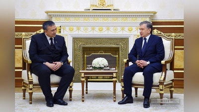 'Шавкат Мирзиёев Туркманистон Вазирлар Маҳкамаси Раисининг ўринбосарини қабул қилди'ning rasmi