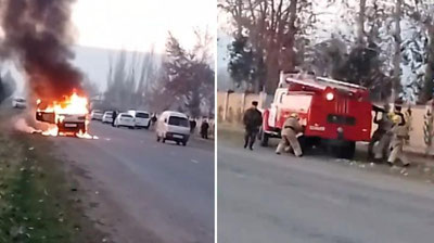 Изрображение 'В Кашкадарье на ходу загорелся "Дамас" (видео)'