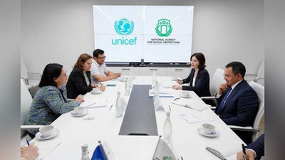'YuNICEFning O`zbekistondagi vakolatxonasi rahbari Ijtimoiy himoya milliy agentligi rahbariyati bilan uchrashdi'ning rasmi