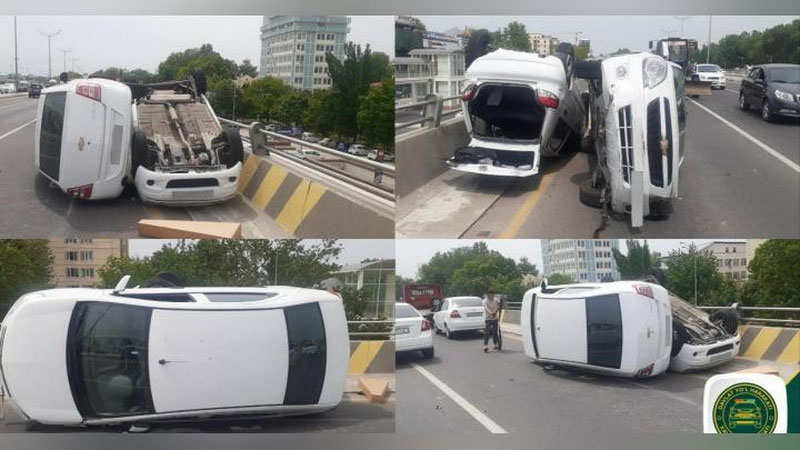 'Toshkentda "Matiz" va "Kobalt" to`qnashib, ag`darilib ketdi. 5 kishi shifoxona olib ketilgan'ning rasmi