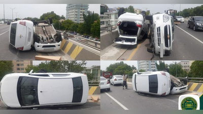 'Toshkentda "Matiz" va "Kobalt" to`qnashib, ag`darilib ketdi. 5 kishi shifoxona olib ketilgan'ning rasmi