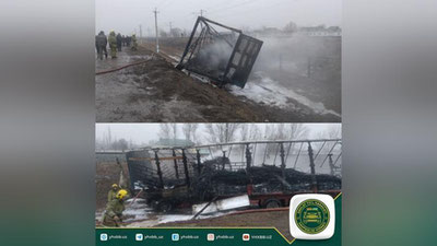 'Qashqadaryoda ham “MAN” yuk mashinasi yonib ketdi'ning rasmi