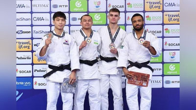 'Dzyudo bo`yicha Portugaliyada o`tkazilayotgan musobaqada o`zbekistonlik Muhriddin Tilovov oltin medalni qo`lga kiritdi'ning rasmi