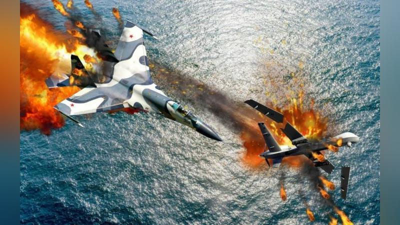 'Россиянинг "Su-27" самолёти АҚШ “MQ-9” дрони билан тўқнашиб кетди'ning rasmi