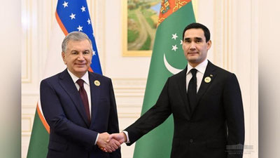 'Shavkat Mirziyoev Ashxobod shahriga tashrifi doirasida Turkmaniston Prezidenti bilan muzokara o`tkazdi'ning rasmi