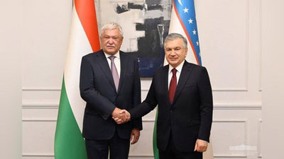 'Shavkat Mirziyoev Evropaning etakchi “OTP” banki boshqaruvi raisi Shandor Chanini qabul qildi'ning rasmi