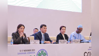 'Samarqandda BMTning Cho`llanishga qarshi kurash konvensiyasi ijrosini ko`rib chiqish qo`mitasining 21-sessiyasi ish boshladi'ning rasmi