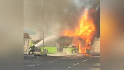 Изрображение 'В Сергелийском районе Ташкента сгорел автобус MAN (видео)'