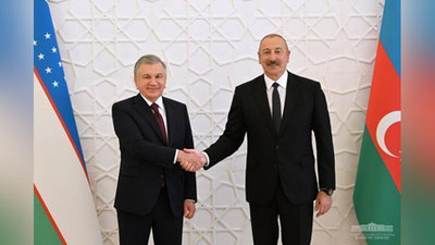 'Shavkat Mirziyoev va Ilhom Alievning tor doiradagi uchrashuvi bo`lib o`tdi'ning rasmi