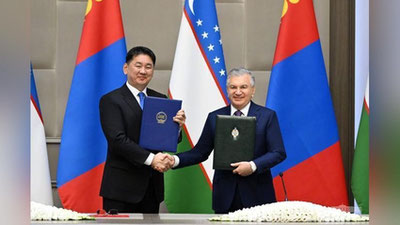 'O`zbekiston va Mo`g`uliston hamkorligini kengaytirishga qaratilgan 14 ta hujjat imzolandi 'ning rasmi