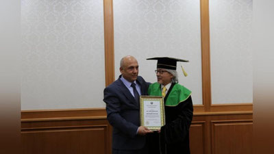 '​Taekvondoni targ`ib qilish jamg`armasi raisi O`zMU faxriy doktori bo`ldi'ning rasmi