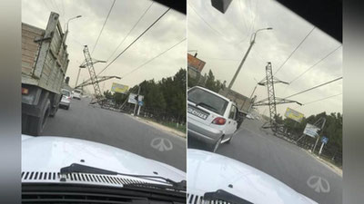 'Toshkentda kuchli shamol temir ustunni qulatdi (foto+video)'ning rasmi