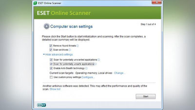 'ESET Online Scanner dasturi'ning rasmi