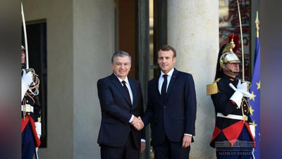 Изрображение 'В ЕЛИСЕЙСКОМ ДВОРЦЕ ПРОХОДИТ ВСТРЕЧА ШАВКАТА МИРЗИЁЕВА И ЭММАНУЭЛЯ МАКРОНА'