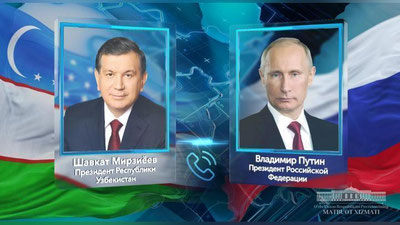 Изрображение 'ШАВКАТ МИРЗИЁЕВ И ВЛАДИМИР ПУТИН ПОГОВОРИЛИ ПО ТЕЛЕФОНУ'