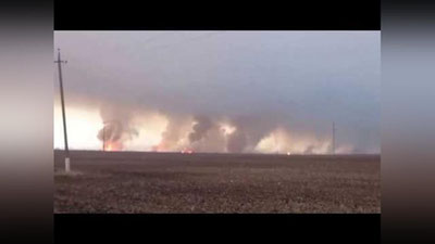 '​Ijtimoiy tarmoqlarda Xarkov o`q-dori omborining portlashi aks etgan video paydo bo`ldi (Video)'ning rasmi