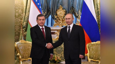 '​O`zbekiston va Rossiya Prezidentlarining tor doiradagi muzokaralari bo`lib o`tdi'ning rasmi