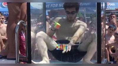 'Gruziyalik yigit suv ostida Rubik kubiklarini yig`ish bo`yicha rekord o`rnatdi (Video)'ning rasmi