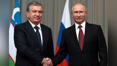 'Shavkat Mirziyoev Vladimir Putin bilan uchrashadi 'ning rasmi