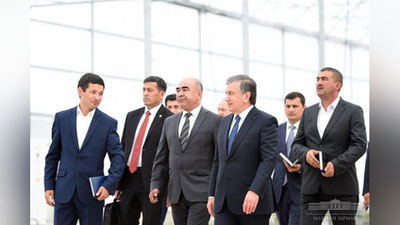 'Prezident gidroponika usulida banan va pomidor etishtiriluvchi issiqxonalarni borib ko`rdi'ning rasmi