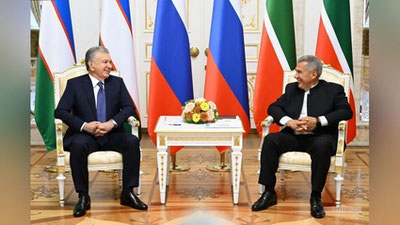 Изрображение 'В рамках визита в Казань Президент Узбекистана провел встречу с главой Татарстана'