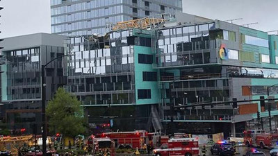 'Qurilish krani Google ofisiga quladi (Video) 'ning rasmi