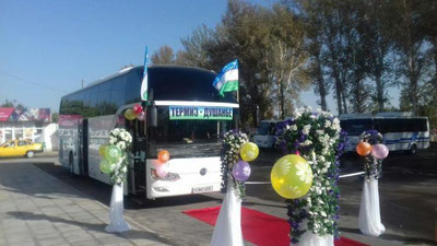 'Oʻzbekiston va Tojikistoning uchta shahri oʻrtasida xalqaro avtobus yoʻnalishlari ochildi'ning rasmi