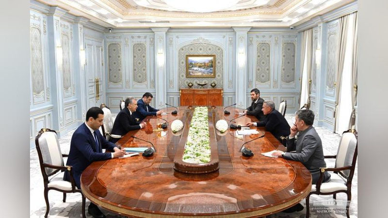 Изрображение 'Шавкат Мирзиёев принял делегацию во главе с Президентом Татарстана Рустамом Миннихановым'