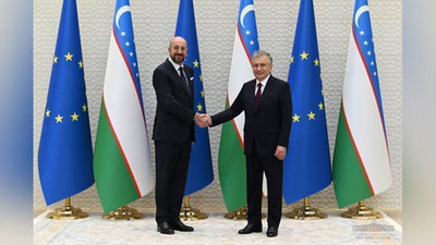 Изрображение 'Президент Узбекистана принял главу Европейского совета Шарля Мишеля'